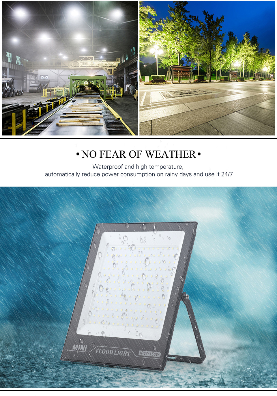 2PCS 10W 20W 30W 50W 100W 150W LED Flood Light 220V Brightness IP66 Waterproof Outdoor Lighting LED Spotlight Wall Floodlights