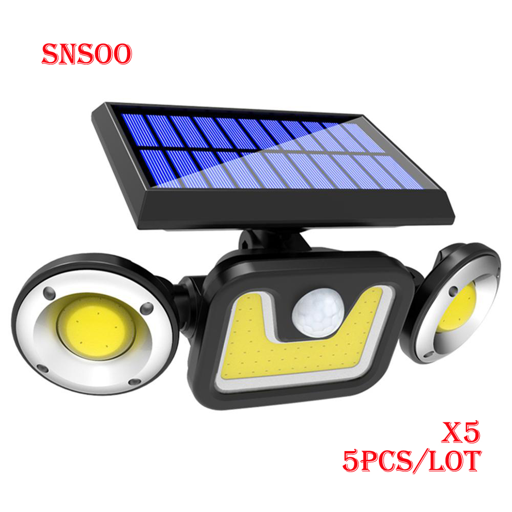 Solar Wall Light Motion Sensor 3 Heads Floodlight Waterproof Outdoor Street Light for Garden D�cor Security Lights
