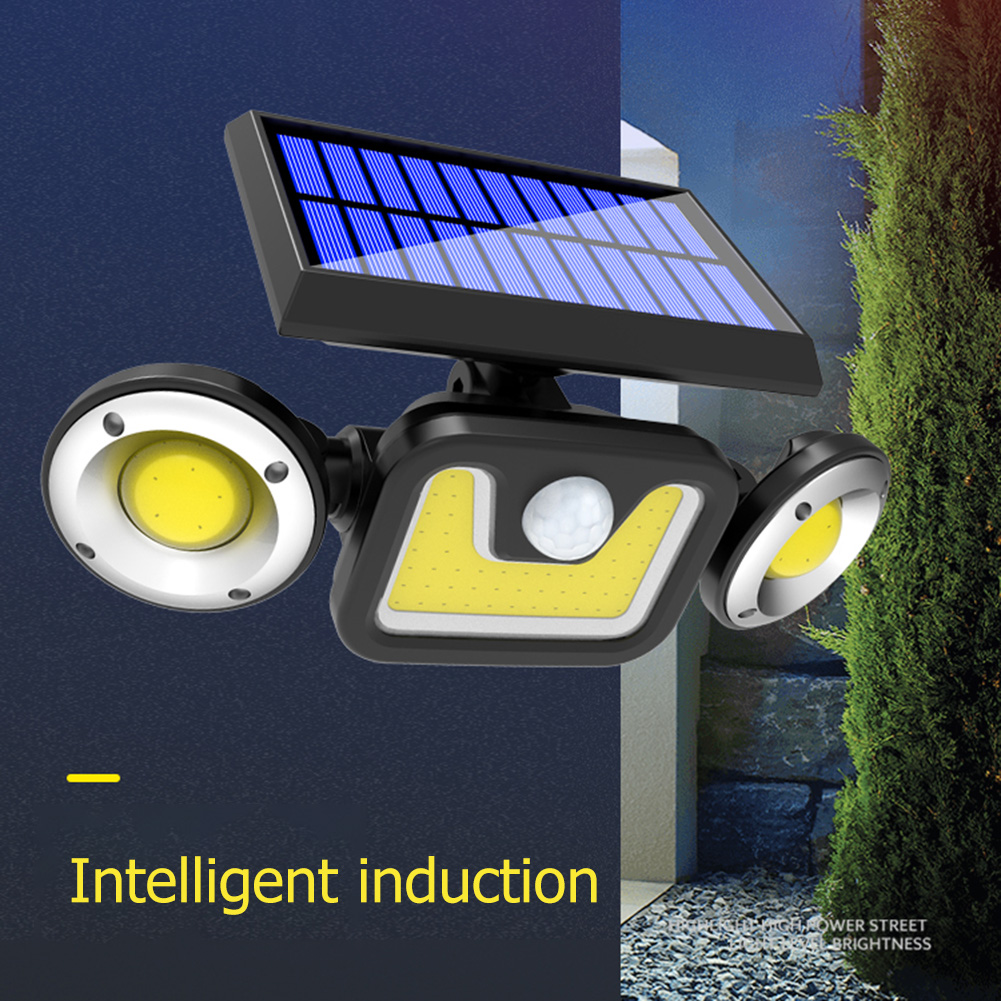 Solar Wall Light Motion Sensor 3 Heads Floodlight Waterproof Outdoor Street Light for Garden D�cor Security Lights