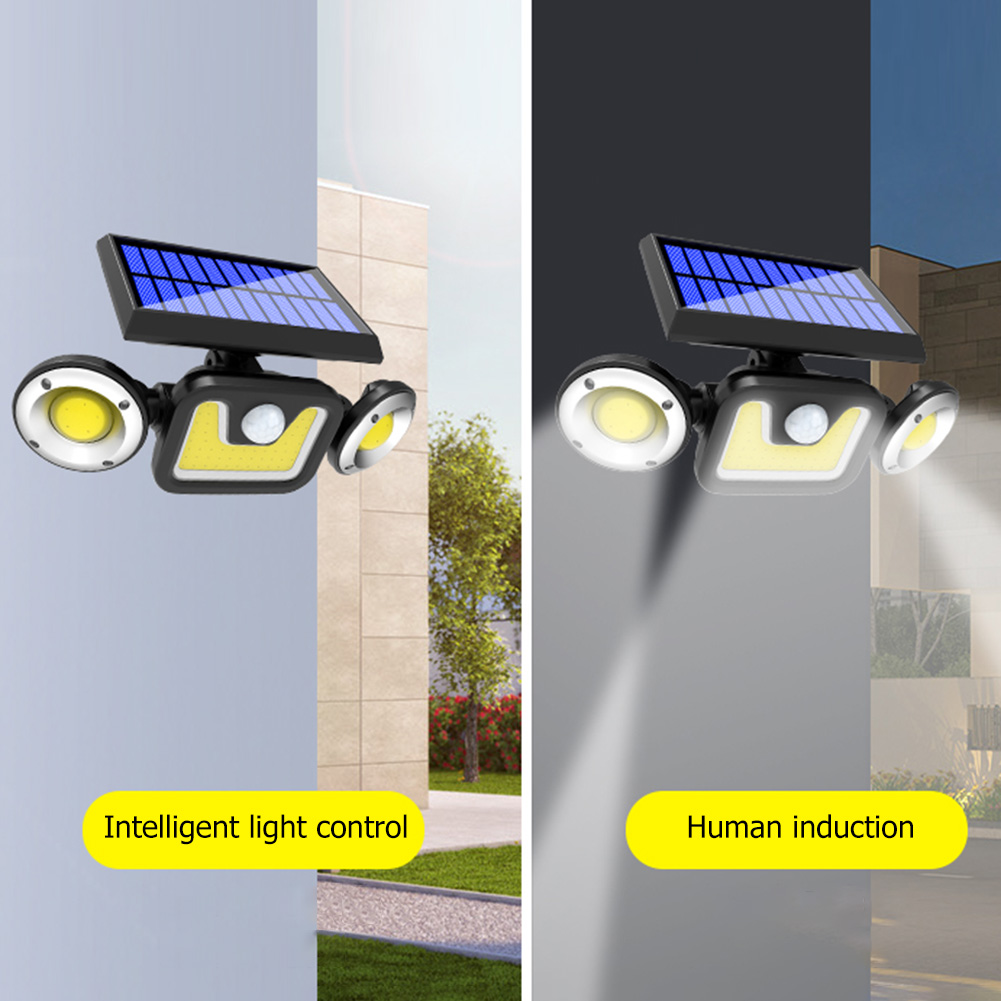 Solar Wall Light Motion Sensor 3 Heads Floodlight Waterproof Outdoor Street Light for Garden D�cor Security Lights
