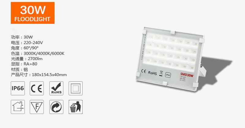 5pcs/lot Untrathin LED Flood Light SMD 10W 20W 30W Floodlights 220v 50W 100W 150W AC85-265V IP66 Waterproof Spotlight Outdoor