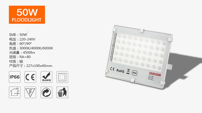 5pcs/lot Untrathin LED Flood Light SMD 10W 20W 30W Floodlights 220v 50W 100W 150W AC85-265V IP66 Waterproof Spotlight Outdoor