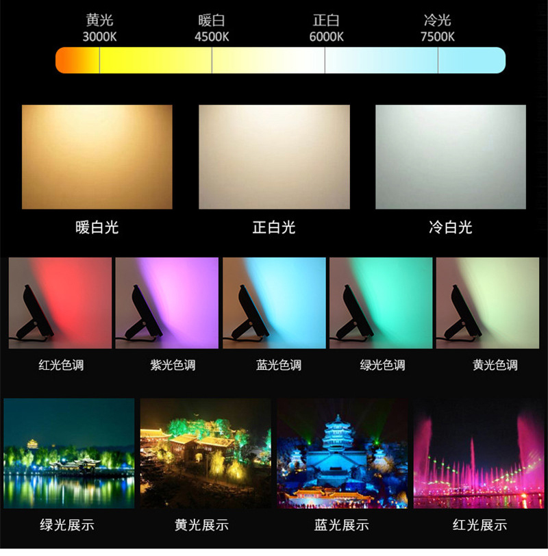 10PCS 20W 30W 50W RGB Led Flood Light Waterproof Luminaire Projector Outdoor Lamp Color Changeable Spotlight With Remote Control
