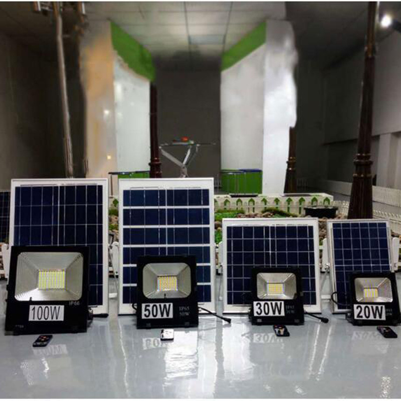 2PCS 10W 20W 30W 50W 100W Solar LED Floodlight Cool White Remote Control Garden Street Flood Light Lamp Outdoor Wall Lighting