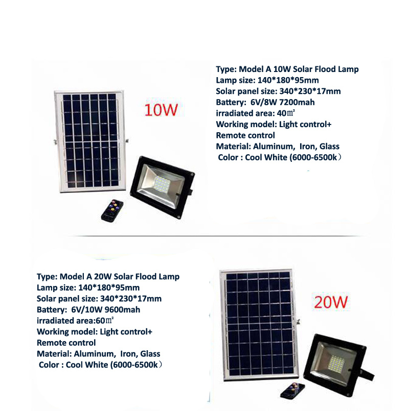 2PCS 10W 20W 30W 50W 100W Solar LED Floodlight Cool White Remote Control Garden Street Flood Light Lamp Outdoor Wall Lighting