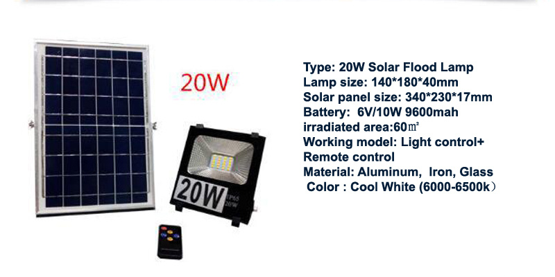 2PCS 10W 20W 30W 50W 100W Solar LED Floodlight Cool White Remote Control Garden Street Flood Light Lamp Outdoor Wall Lighting