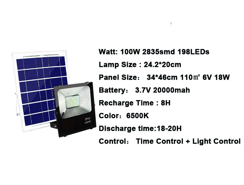 8PCS Outdoor Lighting 100W Led Flood Light Outdoor Spotlight Solar Floodlight IP65 Waterproof Remote Control Solar Street Lamp