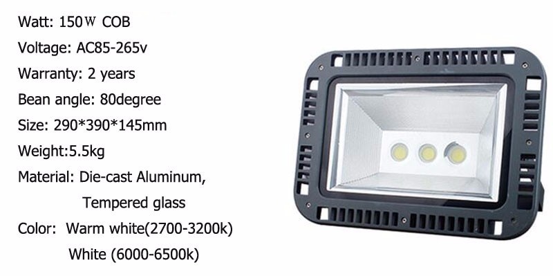 4pcs/lot COB Waterproof LED Flood Lights 100W 150W 200W Outdoor Flood Lamps 230V 240V 110V 220V Spotlight Home Garden Light