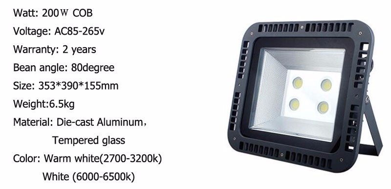 4pcs/lot COB Waterproof LED Flood Lights 100W 150W 200W Outdoor Flood Lamps 230V 240V 110V 220V Spotlight Home Garden Light