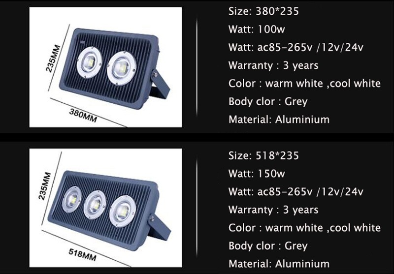 2pcs/lot 30W 50W 100W 150W Refletor Foco LED Exterior Projector 110V 220V Outdoor Security Landscape Wall Spotlight Floodlight