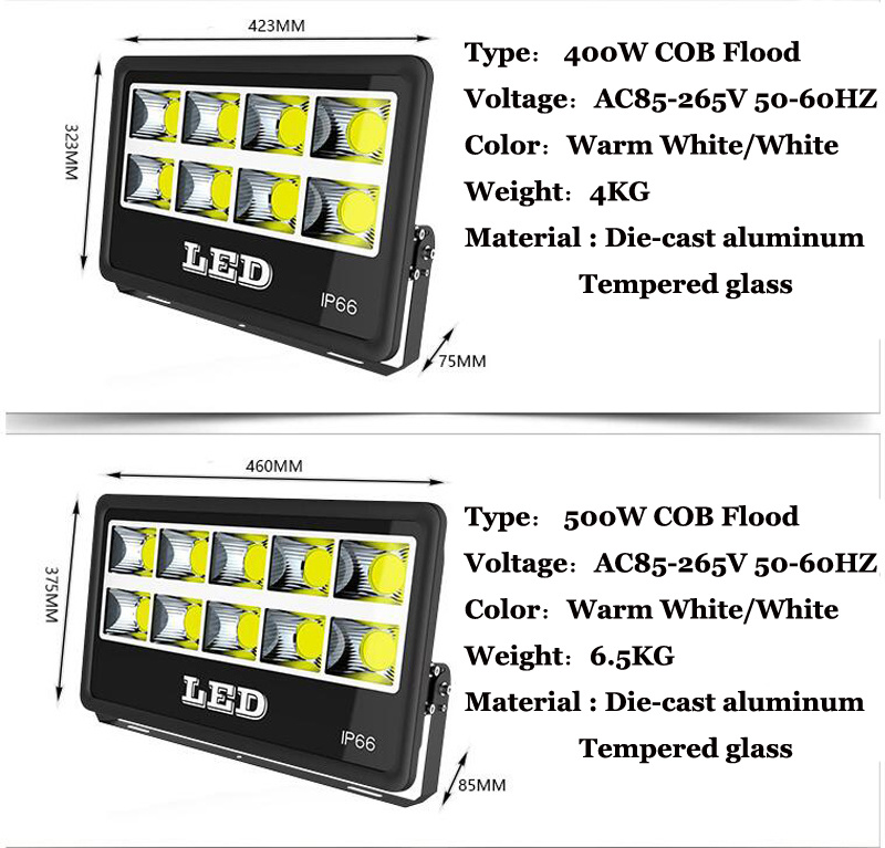 6PCS Waterproof IP65 Led COB Flood Light AC220V 110V 600W 500W 400W 300W 200W 100W 50W Led Floodlight Reflector Lamp AC85-265V