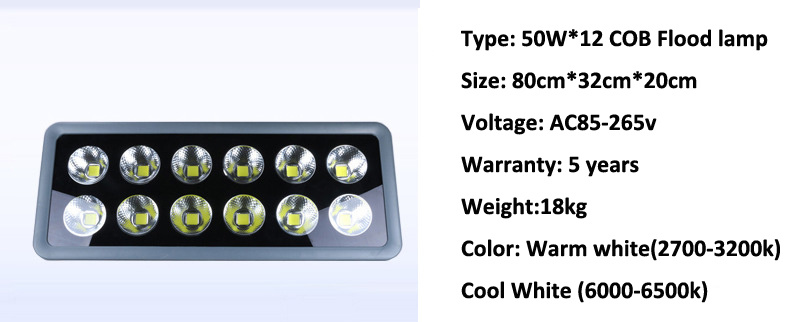COB Outdoor Lighting LED Colored Floodlight Spotlight Flood Lights 100W 200W 300W 400W 500W 600W RGB Cold White Garden Light