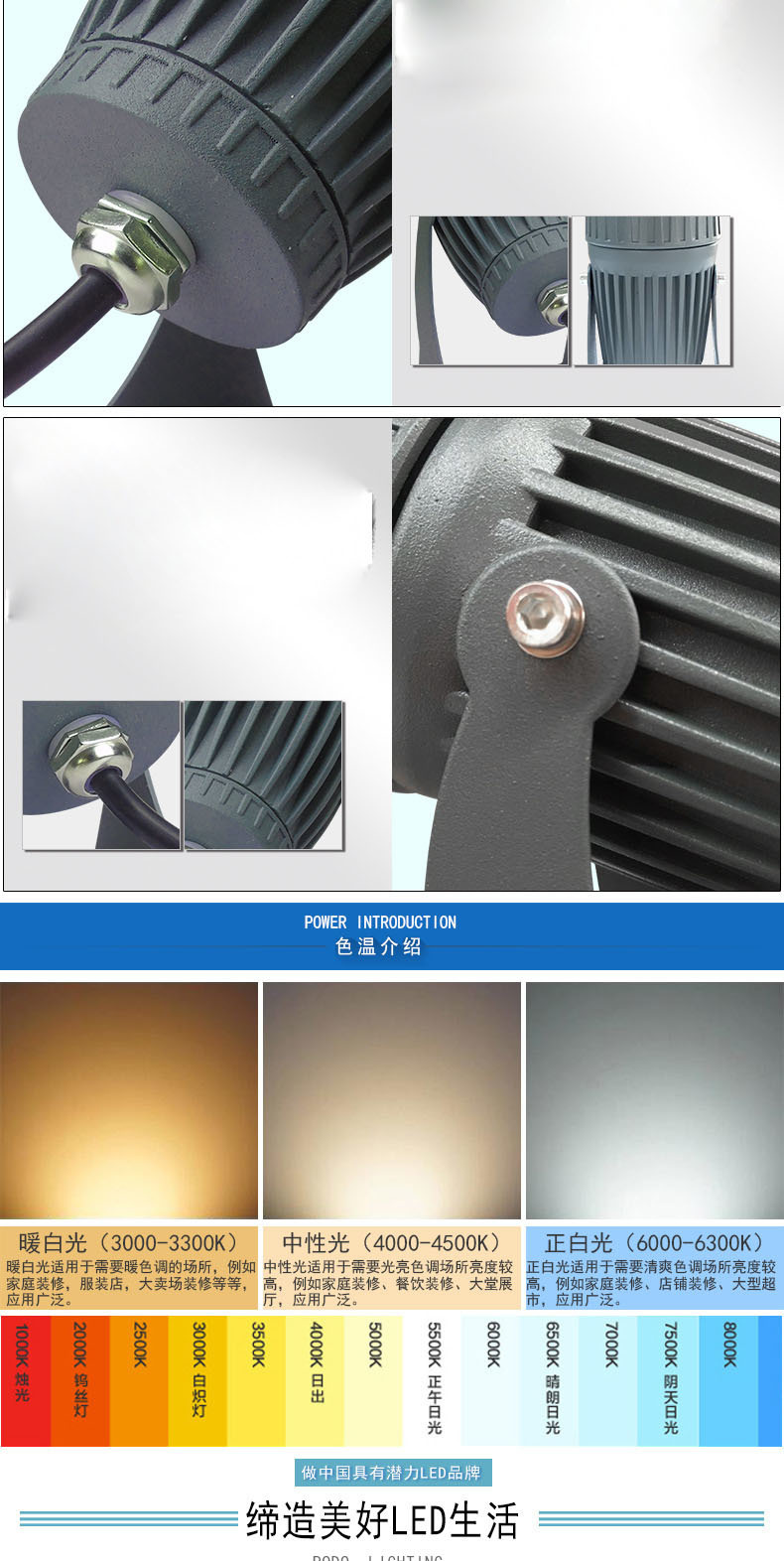 5pcs Led Column Spotlights 10W Linear Light Projector IP66 Waterproof AC85-265V DC12V Reflector Lamp Roof Lighting Street Light