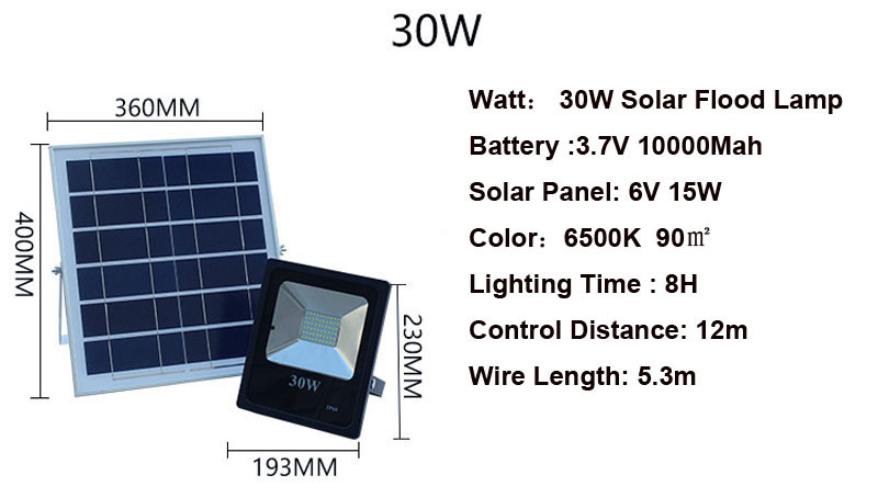 6PCS 10W 20W 30W 50W solar powered Flood Lamp solar working lamp garden LED floodlight sensor remote control led spotlight