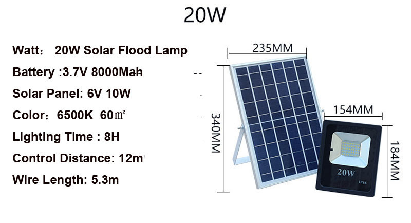 6PCS 10W 20W 30W 50W solar powered Flood Lamp solar working lamp garden LED floodlight sensor remote control led spotlight