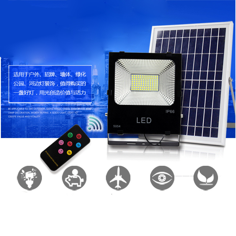 4PCS 30W/50W/100W Foco LED Exterior Solar Lamp Waterproof With Remote Control Flood Light Aluminum For Outdoor Garden Garage