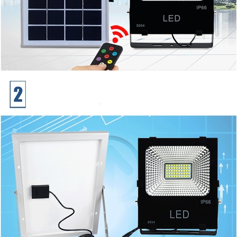 4PCS 30W/50W/100W Foco LED Exterior Solar Lamp Waterproof With Remote Control Flood Light Aluminum For Outdoor Garden Garage