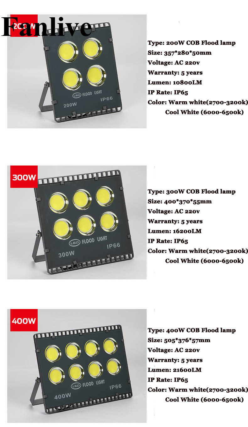 10pcs Ultrathin COB Floodlight 50W 100W 200W 300W 400W Outdoor Flood Light AC220V 110V Waterproof IP65 Professional Lighting