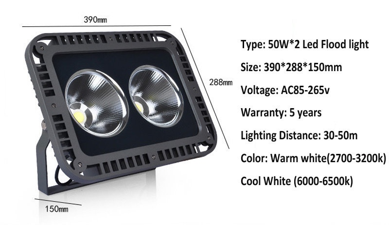 Led Flood Light 100W 200W 300W 400W IP65 Waterproof COB Spotlight Outdoor Floodlights Lamp Led Reflector Ultrathin AC85-265V