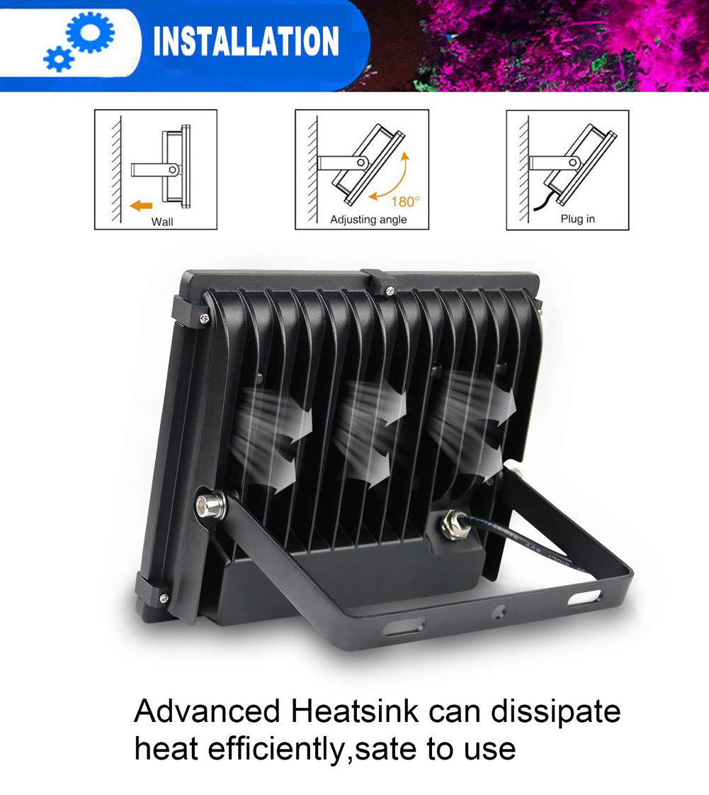 5pcs LED Floodlight 10W/20W/30W 50W Ultra Violet Detection Flood Light IP66-Waterproof Black Light Party Neon Lighting
