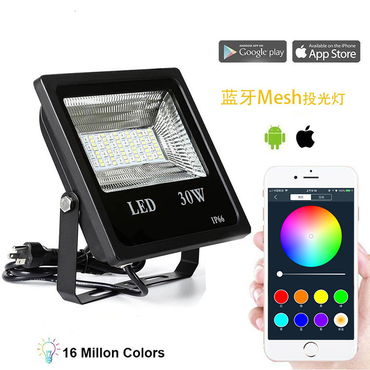 4pcs/lot LED Flood Light RGBW 30W 220V APP Remote Control Bluetooth Smart High-power Outdoor Advertisement Project Lamp