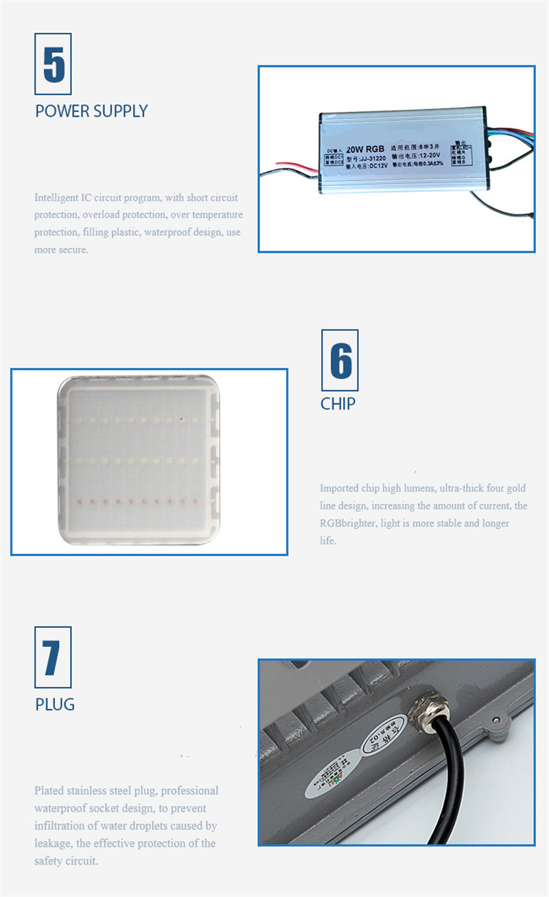 4PCS 100W RGB LED Flood Lamp AC 85V-265V Waterproof LED Spotlight Floodlight 100W 220v 110v Landscape Outdoor Lamp