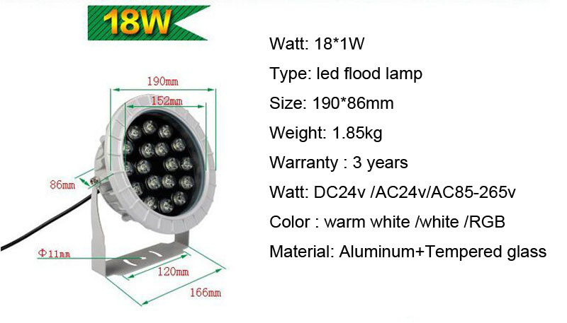 3pcs/lot 3W 5W 6W 9w12w18W Led Flood Light Round Exterior Spotlight IP65 LED Outdoor Light Reflector Spot Floodlight AC85-265V