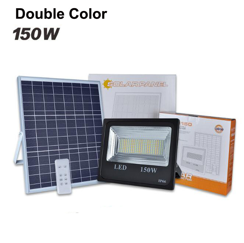 4PCS 150W Solar Flood Light Double ColorSolar Power LED Flood Light Garden Path Street Spotlight Waterproof Lamp Remote Control
