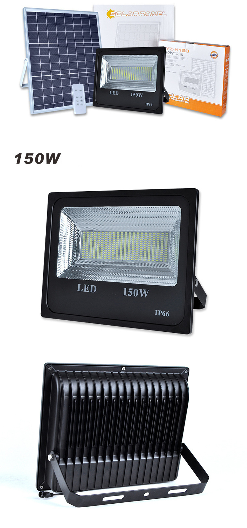 4PCS 150W Solar Flood Light Double ColorSolar Power LED Flood Light Garden Path Street Spotlight Waterproof Lamp Remote Control