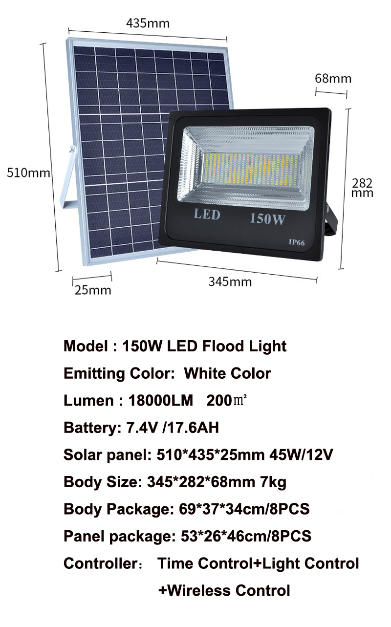 4PCS 150W Solar Flood Light Double ColorSolar Power LED Flood Light Garden Path Street Spotlight Waterproof Lamp Remote Control