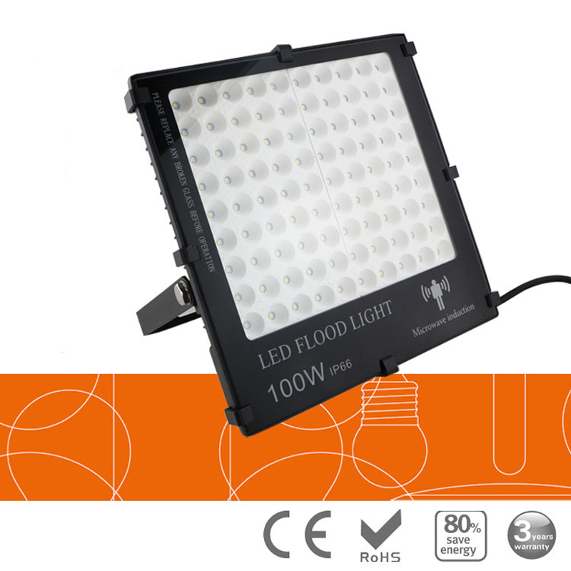 5pcs/lot Untrathin LED Flood Light 220v 10W 20W 30W 50W 100W Microwave Radar Induction Motion Sensor Spotlight Outdoor Lighting