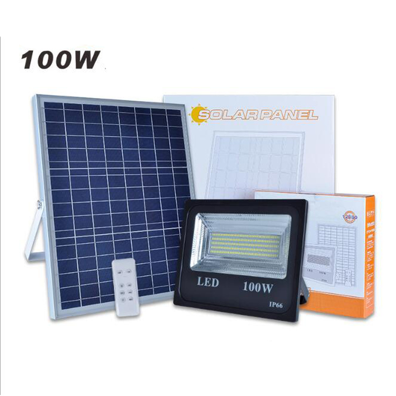 5PC/lot 100W Solar Flood Light Double Color Solar Powered LED Flood Light Spot Light Solar LED Light Outdoor Remote Control