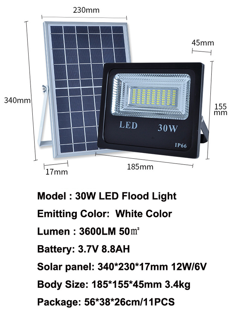 2PCS 30W Solar Flood Light Double Color Solar Power LED Flood Light Garden Path Street Spotlight Waterproof Lamp Remote Control