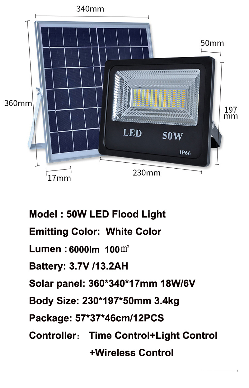 5PC 50W Solar Flood Light Double Color LED Solar LED Flood Light Outdoor Light For Garden Yard Wall Lamp Floodlight