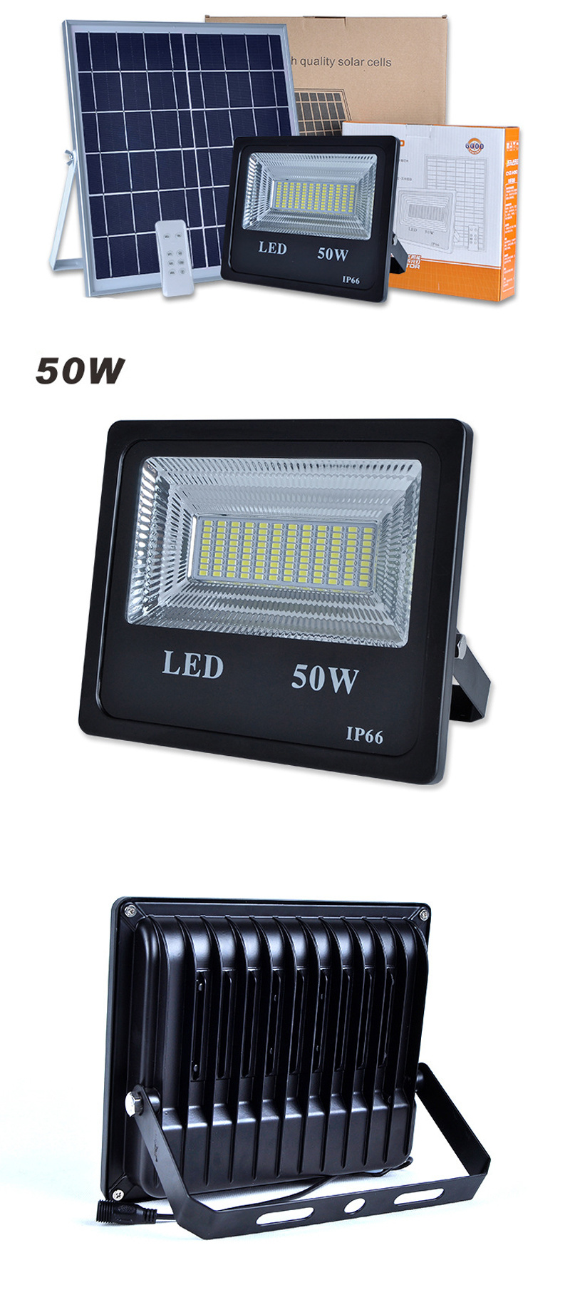 5PC 50W Solar Flood Light Double Color LED Solar LED Flood Light Outdoor Light For Garden Yard Wall Lamp Floodlight