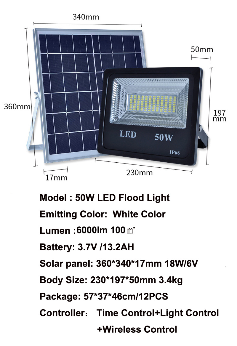 5PC 50W Solar Flood Light Double Color LED Solar LED Flood Light Outdoor Light For Garden Yard Wall Lamp Floodlight