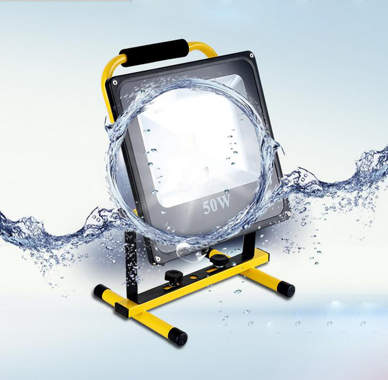 10pcs/lot Ultrathin 10W 20W 30W 50W LED Outdoor Flood Light Rechargeable Aluminum Flood Light Portable LED FloodLight +Charger