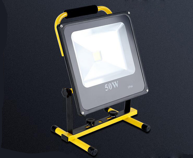 10pcs/lot Ultrathin 10W 20W 30W 50W LED Outdoor Flood Light Rechargeable Aluminum Flood Light Portable LED FloodLight +Charger