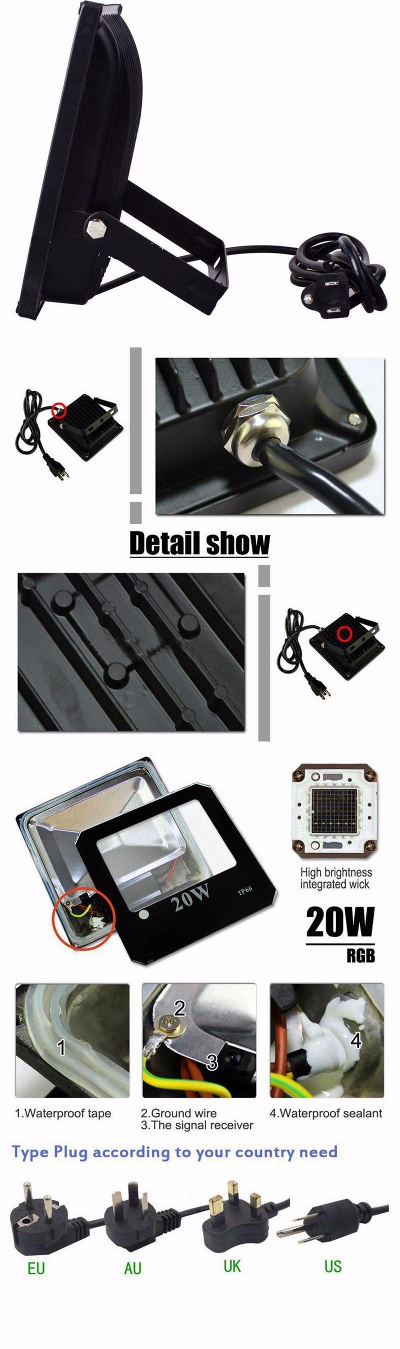 10pcs Led Floodlight RGB10W 20W 30W 50W Outdoor Spotlight Flood Light AC85V- 240V Waterproof IP65 Professional Lighting Lamp