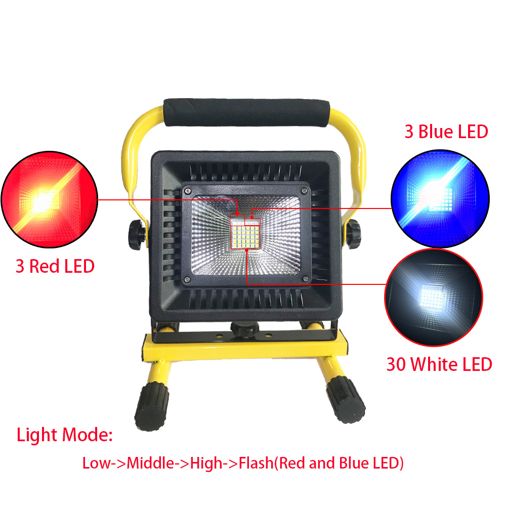 50W 3 Colors Portable LED Floodlight Work Light Rechargeable Battery Powered COB LED Flood Light Spot Camping Emergency Lamp