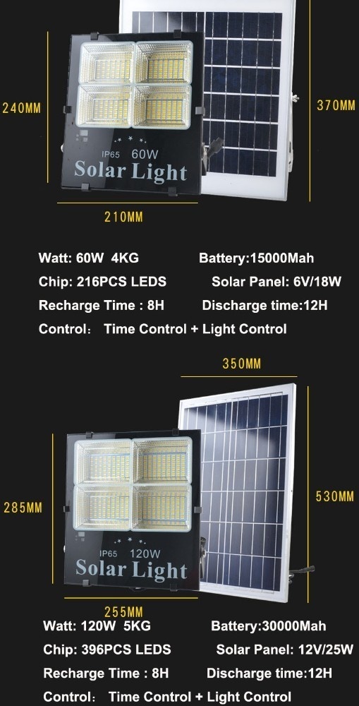 Led Solar Light Flood Light 60W 120W 200W Solar Floodllight Outdoor Waterproof Security Light Sensor with Remote Control
