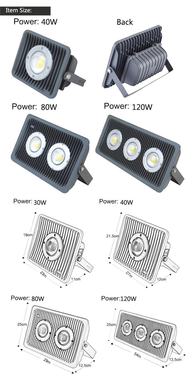 Led Floodlight 20W 30W 40W 50W 80W Outdoor Spotlight Flood Light AC 110V 220V Waterproof IP65 Professional Lighting Lamp