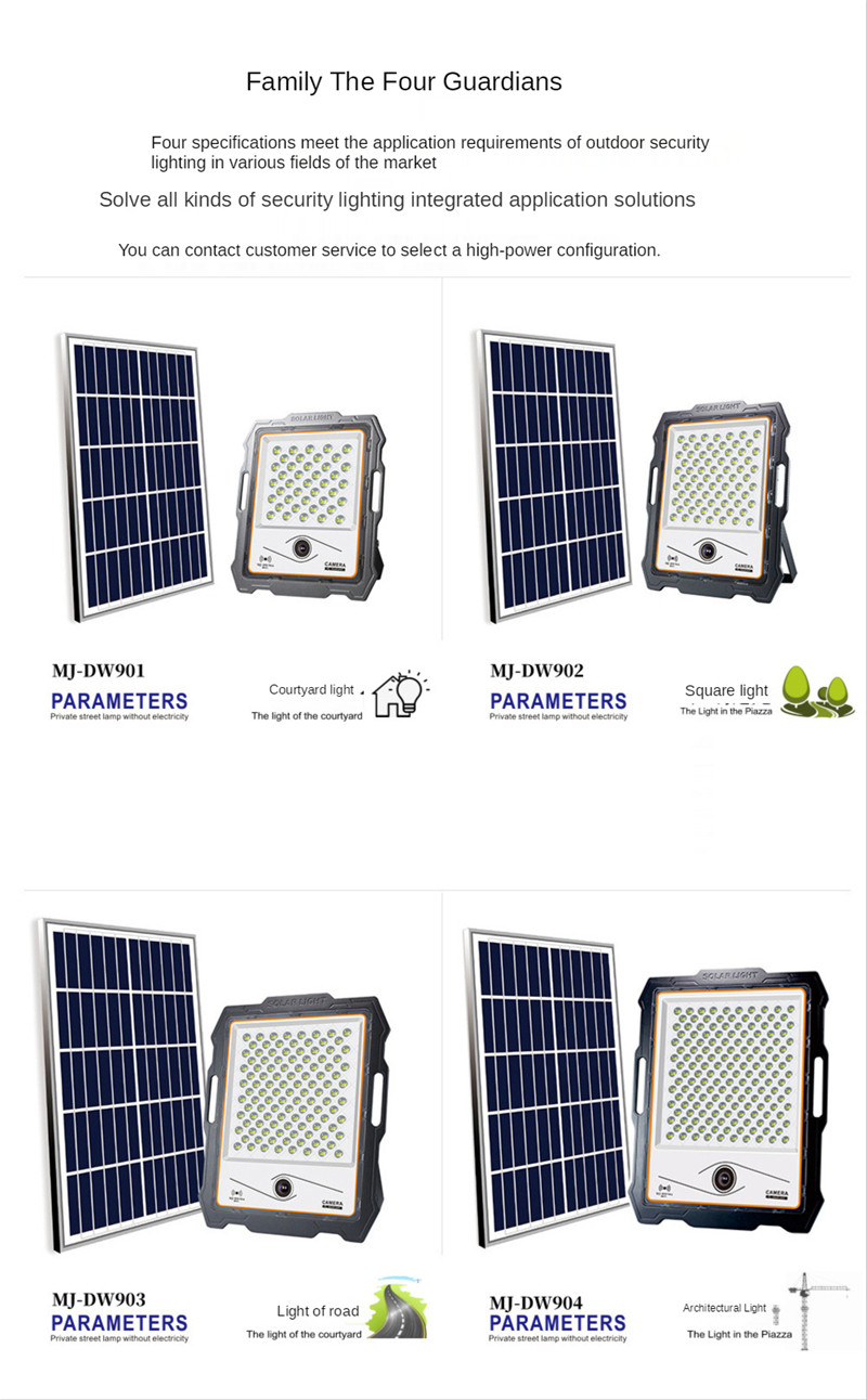 Solar Floodlight Spotlights Highlight Outdoor Smart Camera Home Solar Energy Garden Lights Monitor Solar Light 100W 20WW 300W