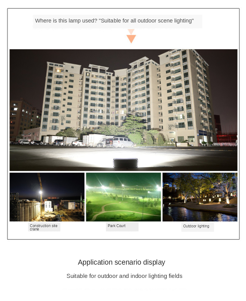 Floodlight IP65 Waterproof Outdoor Wall Reflector Lighting Garden Square Spotlight Led Flood Light 600W 800W 1000W Site Lighting