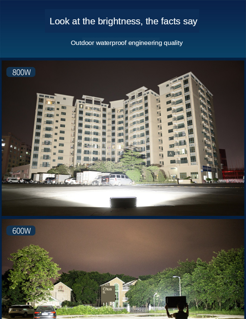Floodlight IP65 Waterproof Outdoor Wall Reflector Lighting Garden Square Spotlight Led Flood Light 600W 800W 1000W Site Lighting