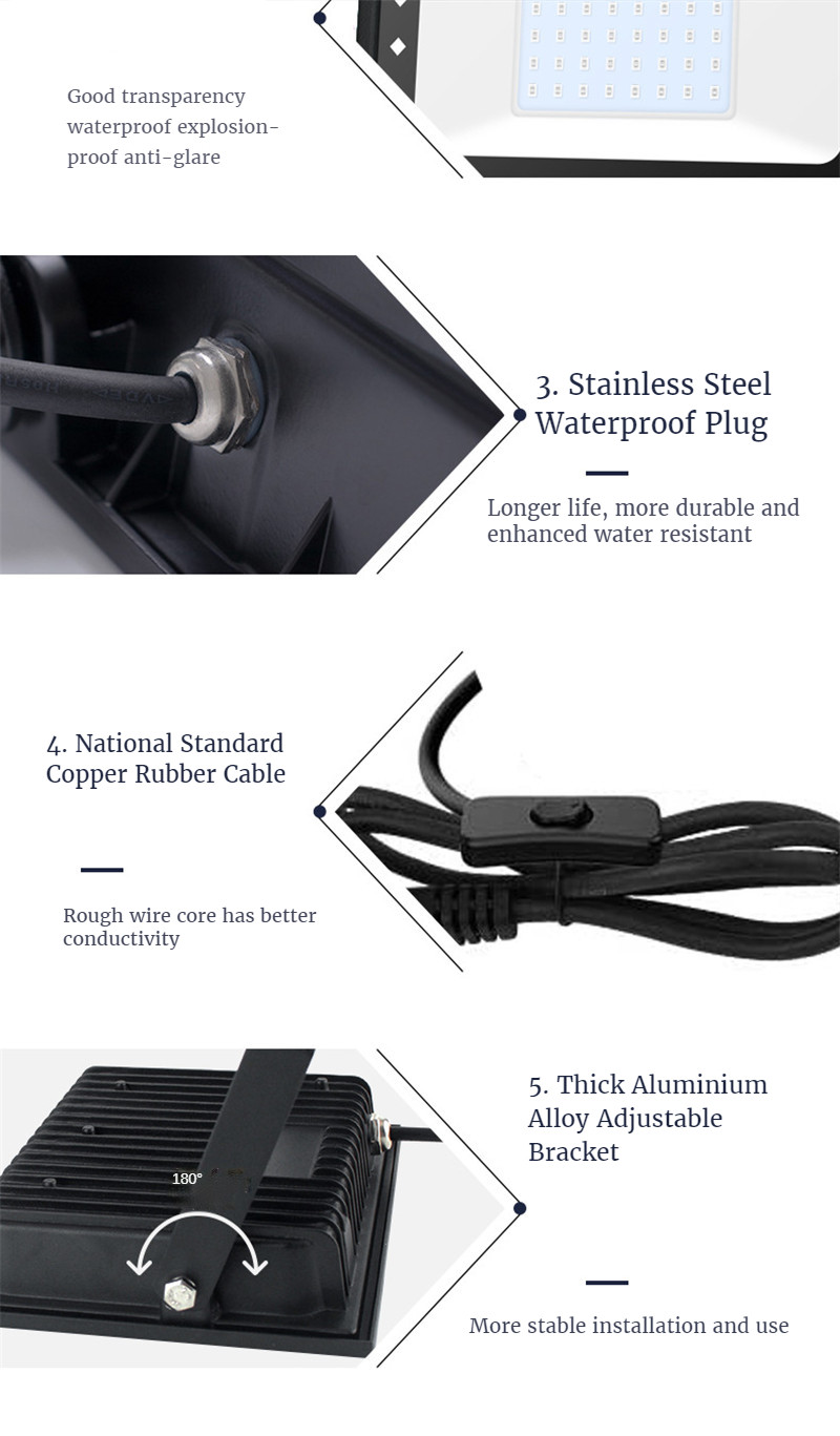 Projection LED Flood Light 30W/60W/100W Outdoor Light Purple Light Flood Light UV Lamp Spotlight Disco Party Light for Nightclub