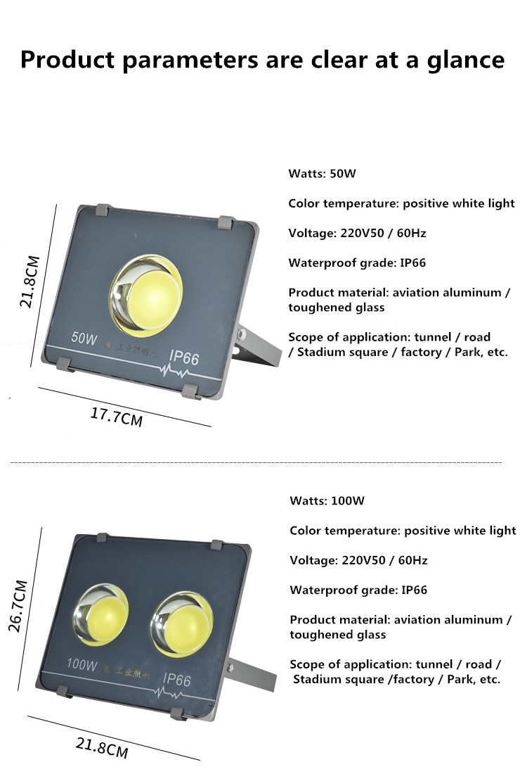 LED Flood Light Super Bright LED Security Lights IP66 Waterproof Ultra-Thin Work Light Fixture Landscape Spotlight 300W 500W