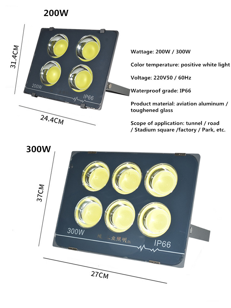 LED Flood Light Super Bright LED Security Lights IP66 Waterproof Ultra-Thin Work Light Fixture Landscape Spotlight 300W 500W