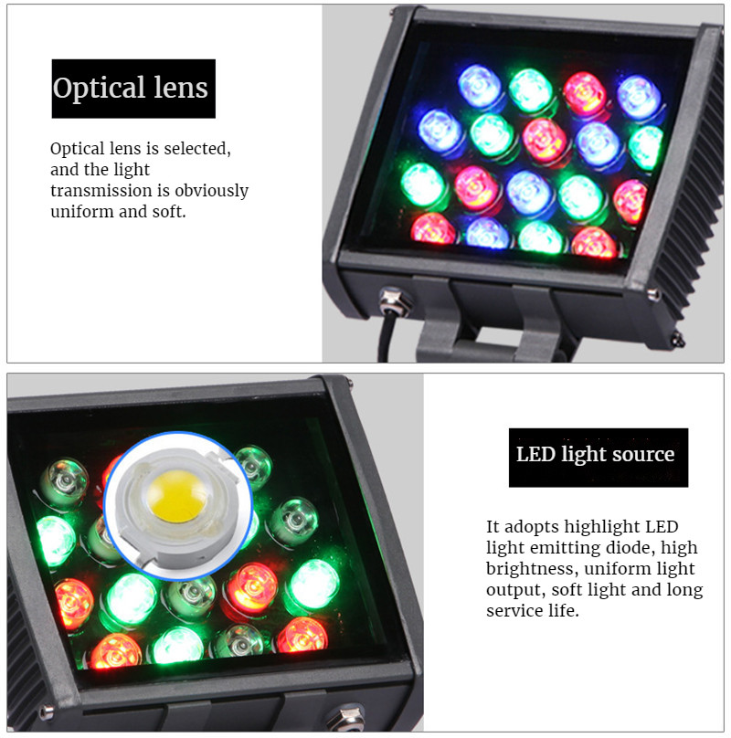 Outdoor Lighting Rgb Flood Light Refletor Led Wall Spotlights Colorful Garden Lawn Tree Lights Waterproof Lamps Gazebo Aluminum