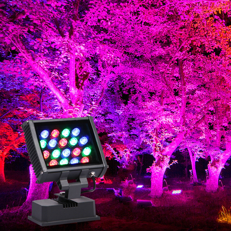 Outdoor Lighting Rgb Flood Light Refletor Led Wall Spotlights Colorful Garden Lawn Tree Lights Waterproof Lamps Gazebo Aluminum